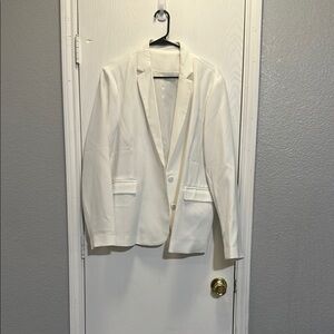 White Contemporary Blazer Lightweight Minimalist